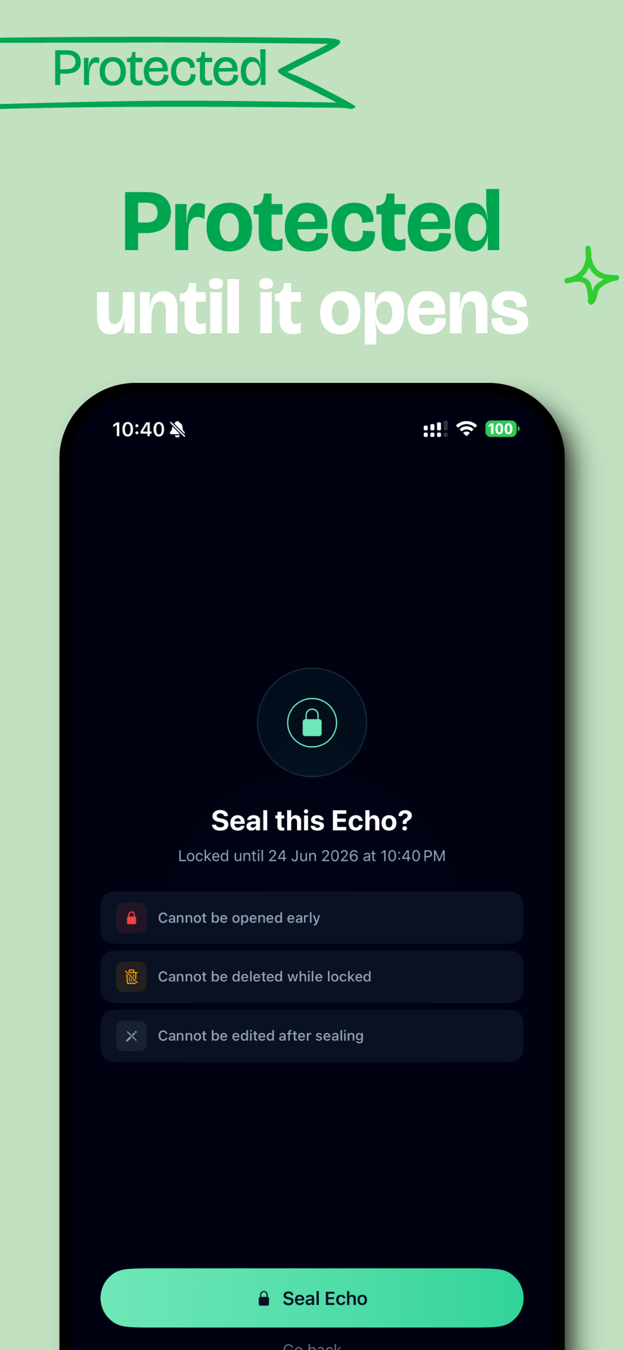 Protected until it opens — sealing an Echo